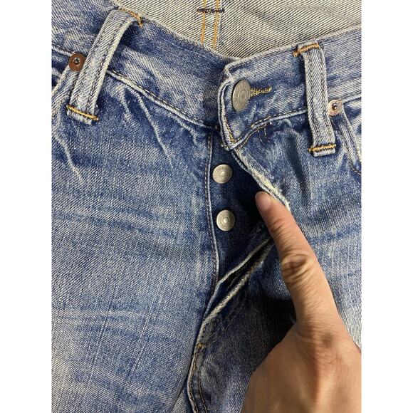 Polo Ralph Lauren Jeans Mens 32 x 30 Blue Sullivan Slim Distressed Patches - Picture 5 of 16